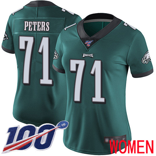 Women Philadelphia Eagles 71 Jason Peters Midnight Green Team Color Vapor Untouchable NFL Jersey Limited 100th